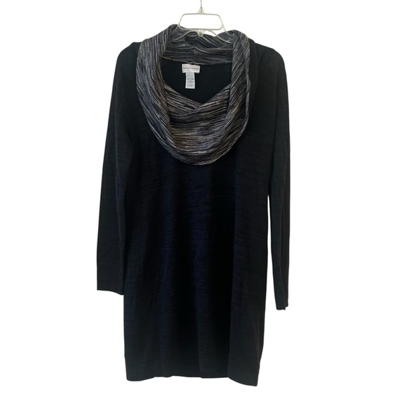 Soft Surroundings Black and Gray Fall Winter Cowl Neck Sweater Tunic Large - Picture 1 of 4